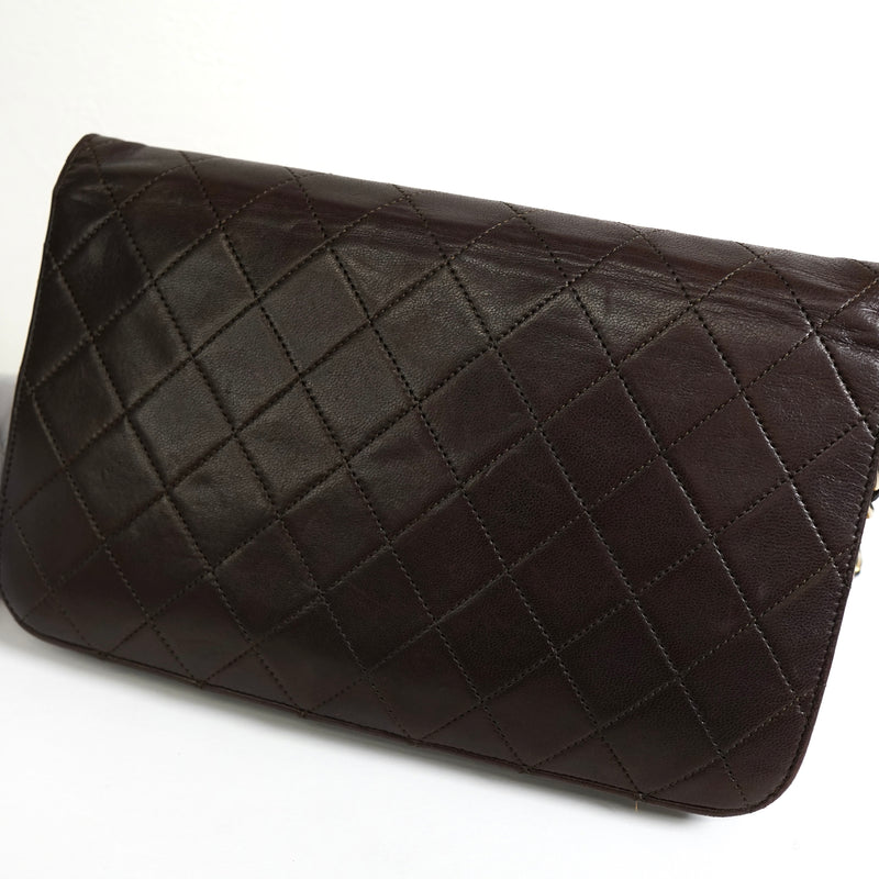 シャネル ココマーク マトラッセ ラムスキン チェーン ショルダーバッグ ブラウン 0番台7桁