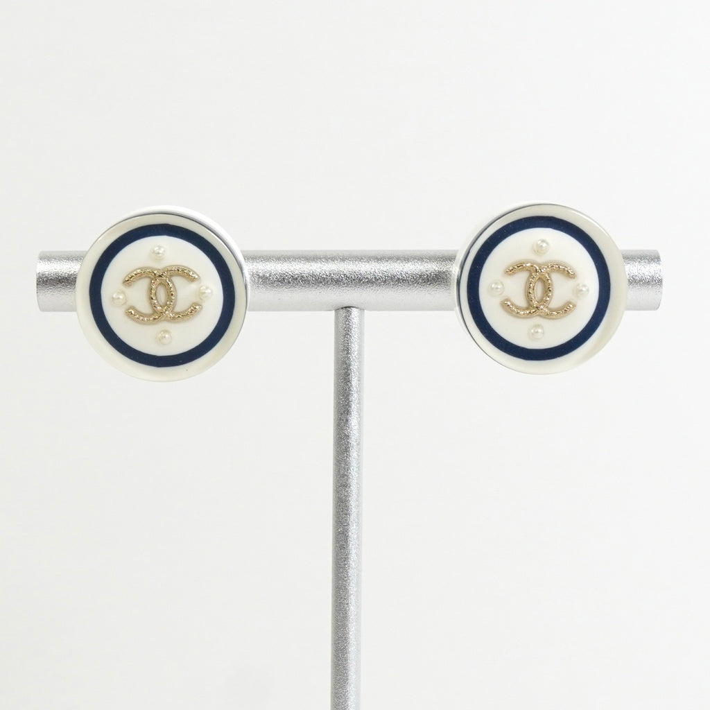 シャネル ココマーク パール サークル ピアス ホワイト レディース