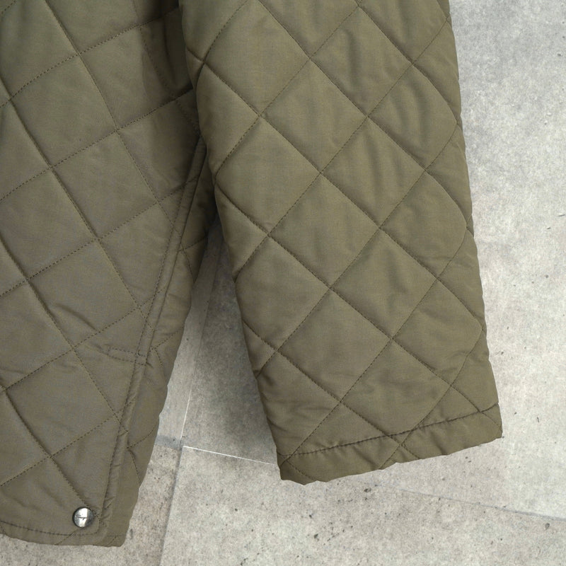サルバトーレ フェラガモ レザー切り替え キルティングジャケット カーキ