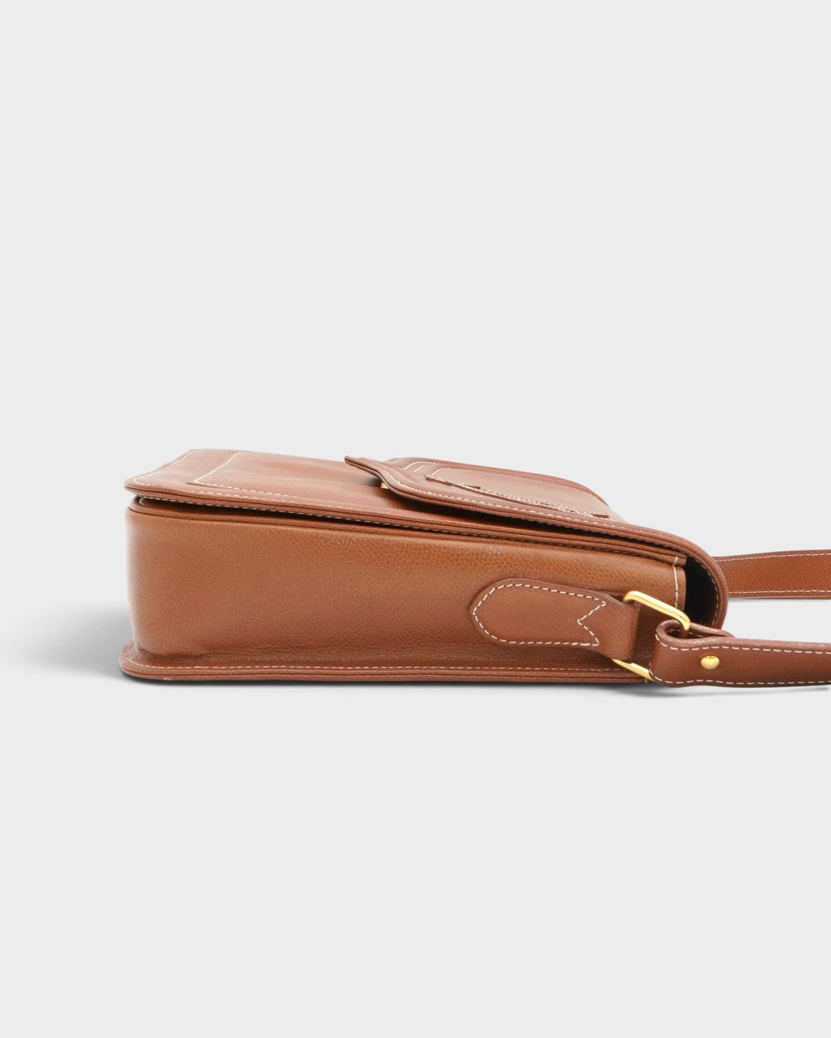 イヴ サンローラン YSLロゴ レザー ステッチ ショルダーバッグ キャメル