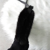 ロエベ スタッズ アナグラム ハラコレザー / ファー ショルダーバッグ ブラック