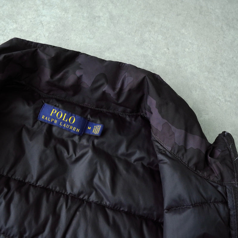 ポロ ラルフローレン カモ柄 ダウンベスト ブラック / グレー