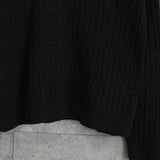 ラコステ ロゴパッチ ケーブル編み ニット ブラック