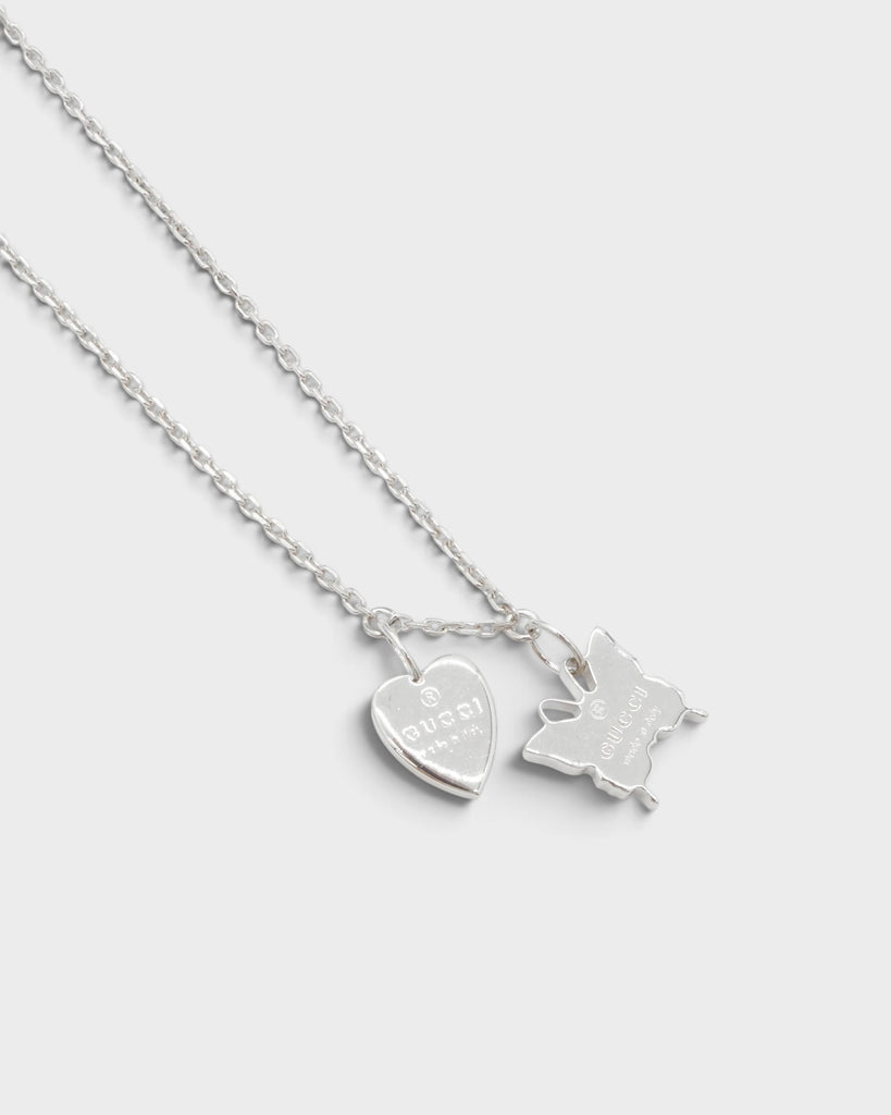 グッチ ロゴ ハート バタフライ ネックレス 925 シルバー