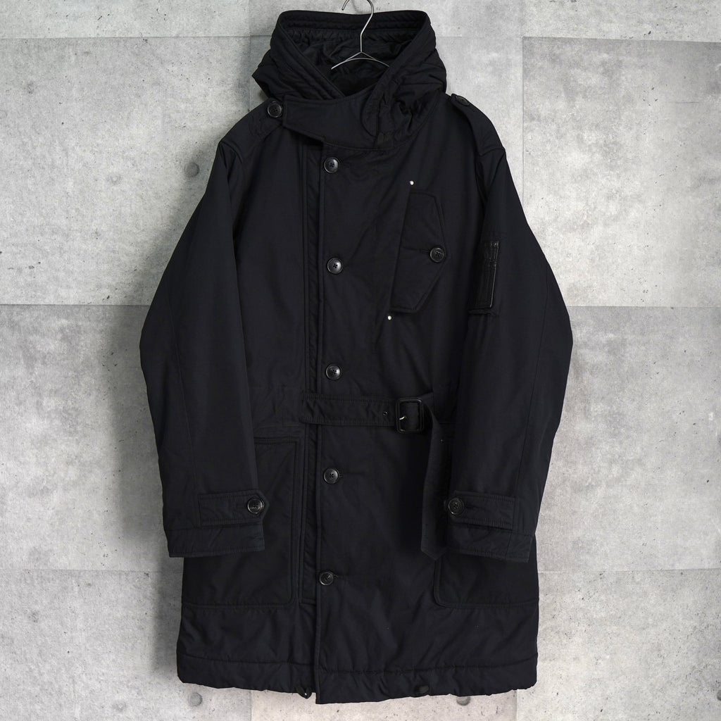 ポロ バイ ラルフローレン レザー切り替え フーデッド 中綿ジャケット コート ブラック