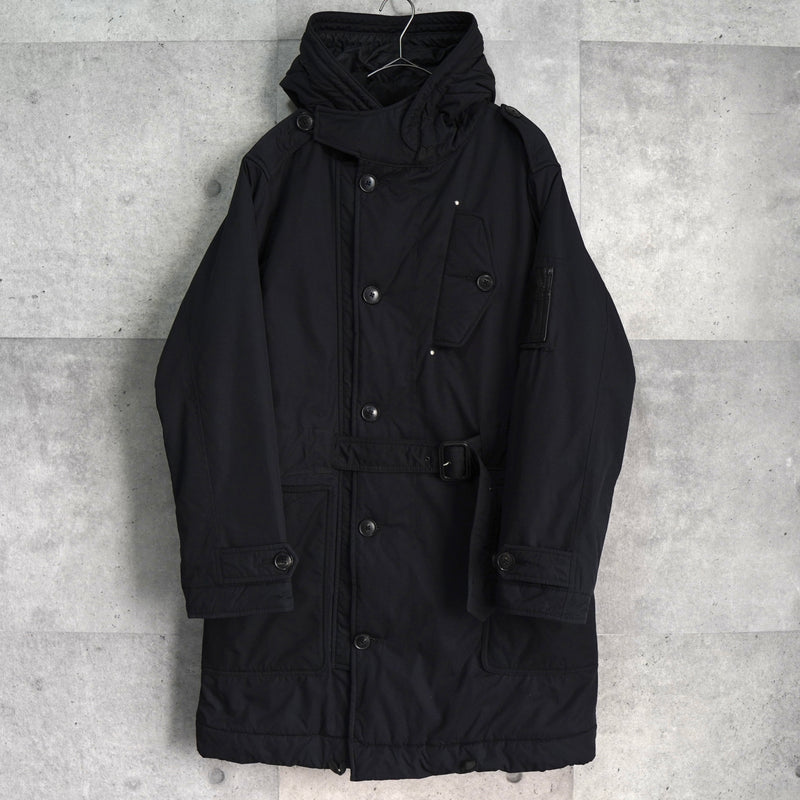 ポロ バイ ラルフローレン レザー切り替え フーデッド 中綿ジャケット コート ブラック