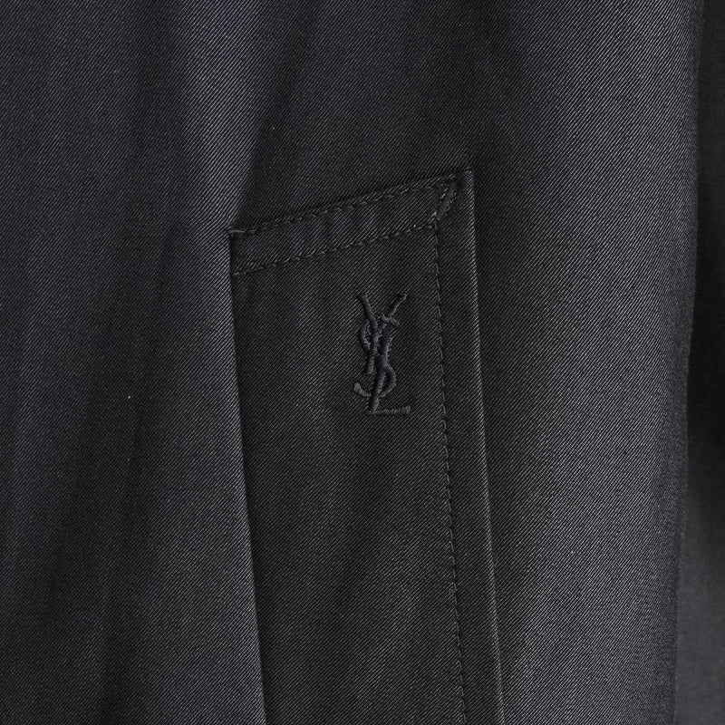 イヴサンローラン ヴィンテージ YSLロゴ ステンカラーコート ダークグレー