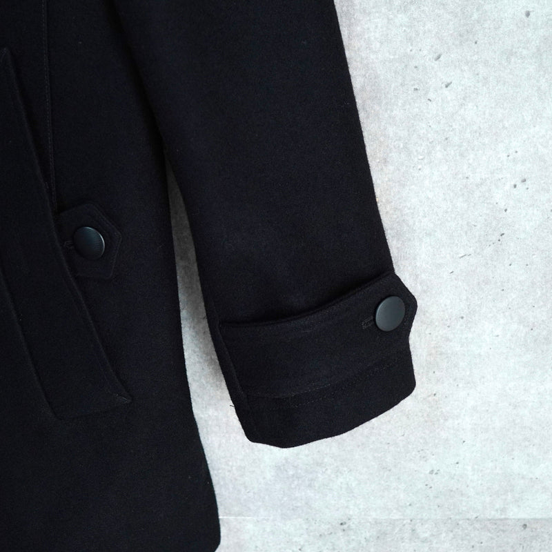 イヴ サンローラン ヴィンテージ YSLロゴ ウール Pコート ブラック