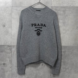 プラダ ロゴ カシミヤ ウール ニット グレー レディース