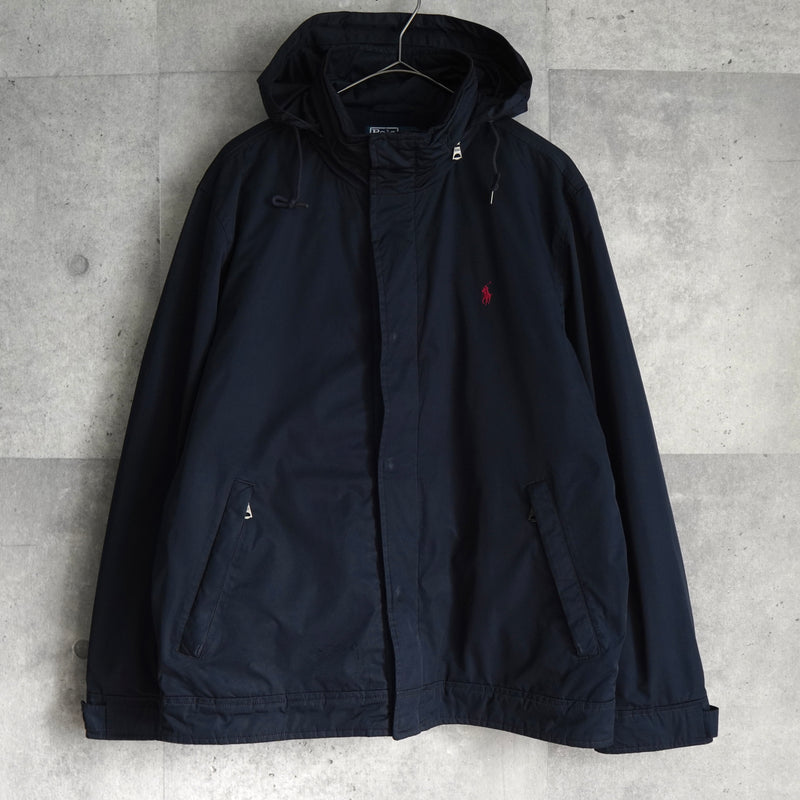 ポロ ラルフローレン ポニーロゴ フリース裏地 中綿 ブルゾン ネイビー