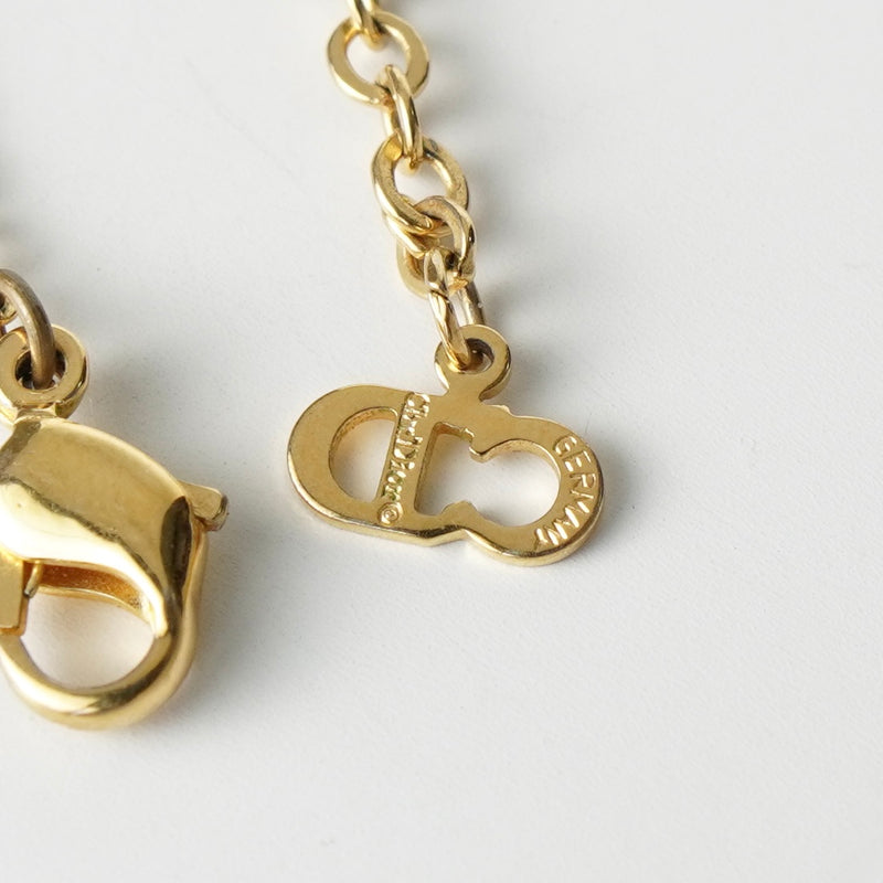 クリスチャン ディオール ヴィンテージ Diorロゴ ハート ラインストーン ネックレス GP ゴールド レディース