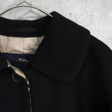 バーバリー ロンドン ノバチェック裏地 カシミア ウール ステンカラーコート レディース ブラック