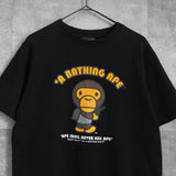 ア ベイシング エイプ ベイビーマイロ プリント Tシャツ ブラック