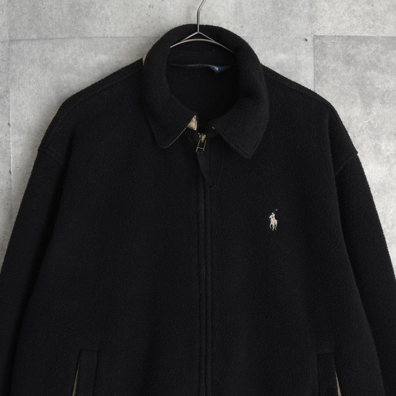 ポロ ラルフローレン スモールポニーロゴ フリース ジャケット ブルゾン ブラック メンズ
