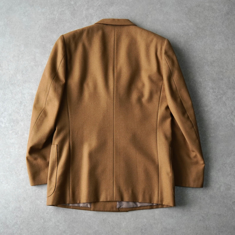 イヴ サンローラン ヴィンテージ YSLロゴ ボタン ウール ダブル テーラードジャケット キャメル メンズ