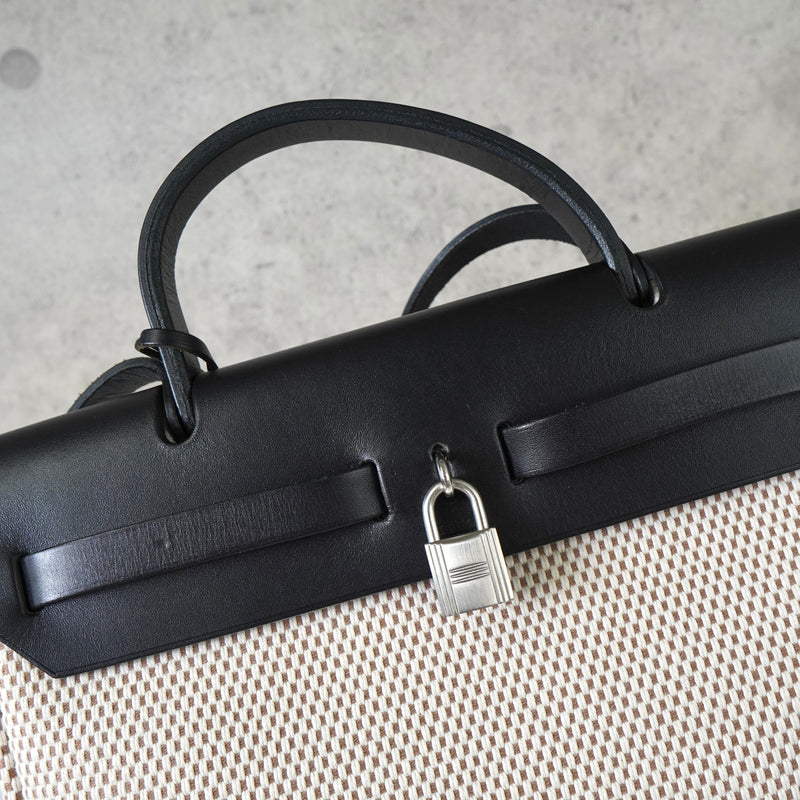 エルメス エールバッグPM トワルアッシュ 2way ハンドバッグ ショルダー ベージュ / ブラック □H刻