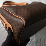 セリーヌ マカダム PVC レザー ミニボストンバッグ ハンドバッグ ブラウン