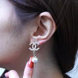 シャネル ココマーク ラインストーン スイングパール ピアス GP レディース