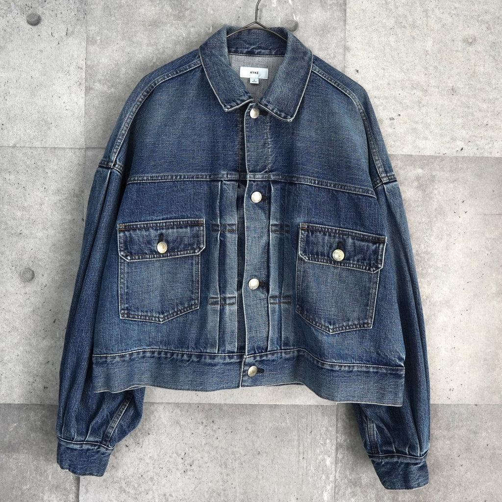 ハイク バルーンスリーブ ショート丈 デニムジャケット ブルー レディース