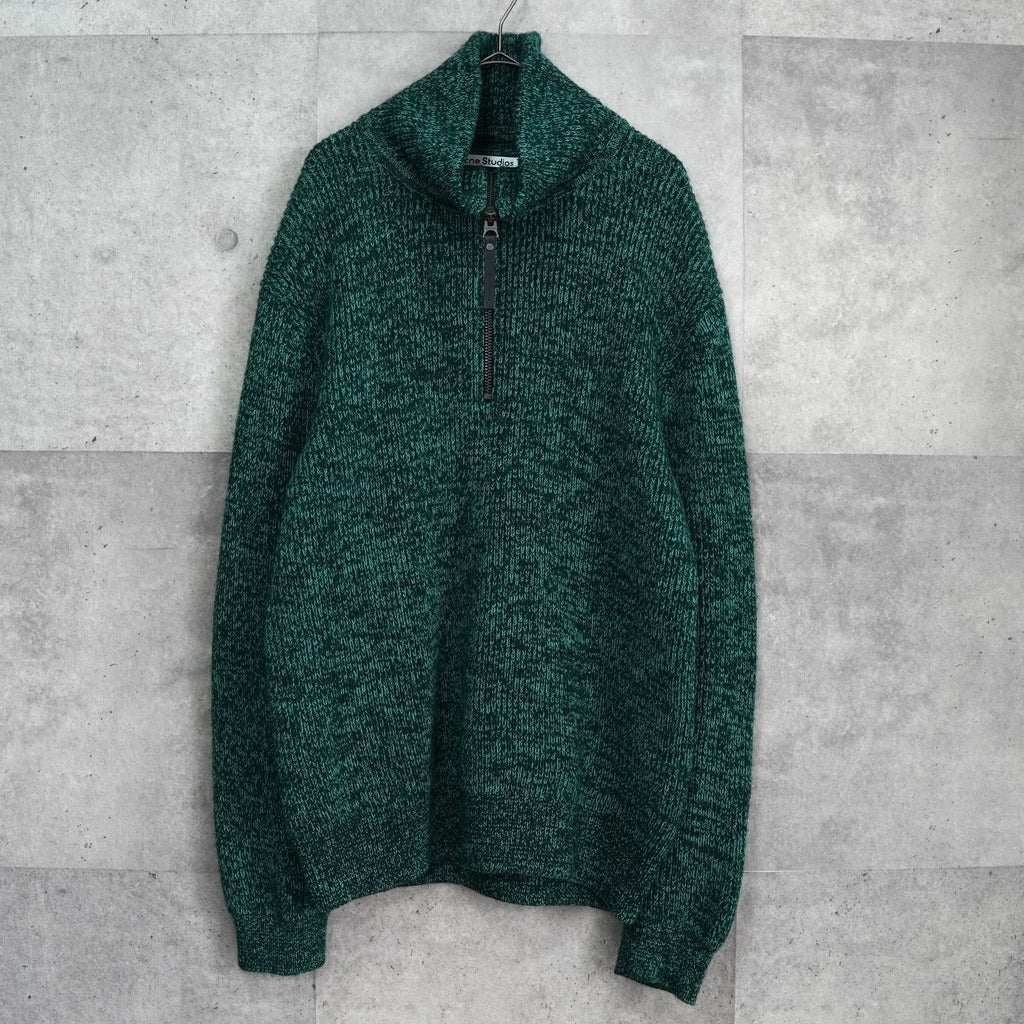 アクネ ストゥディオズ ハーフジップ ハイネック ニット グリーン