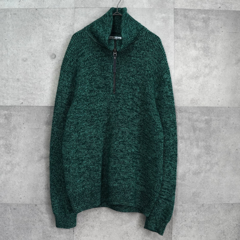 アクネ ストゥディオズ ハーフジップ ハイネック ニット グリーン