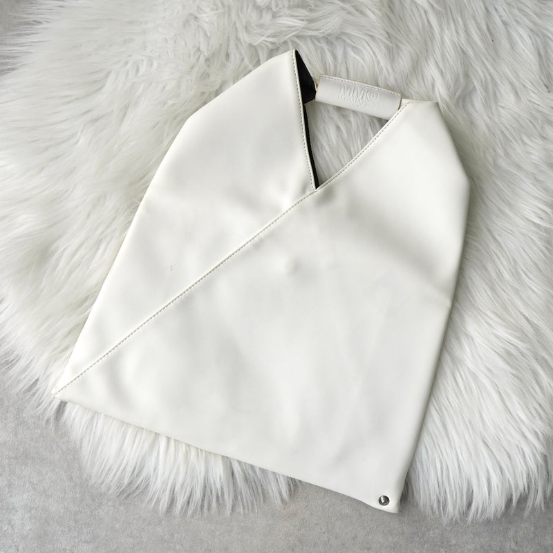 エムエムシックス メゾン マルジェラ ジャパニーズバッグ ミニ レザー ハンドバッグ ホワイト