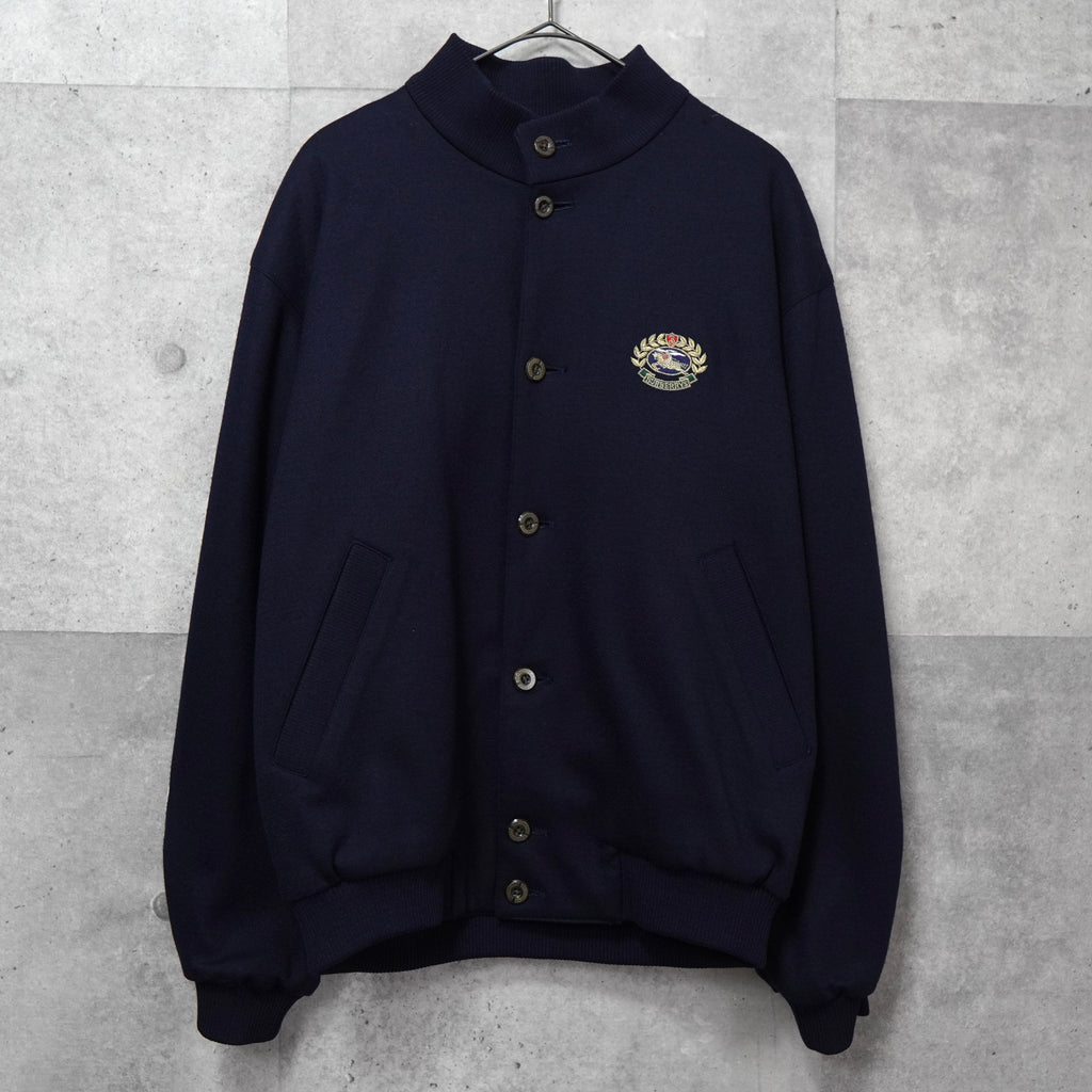 バーバリーヴィンテージ ホースロゴ エンブレム ストライプ柄裏地 ウール ブルゾン ネイビー メンズ