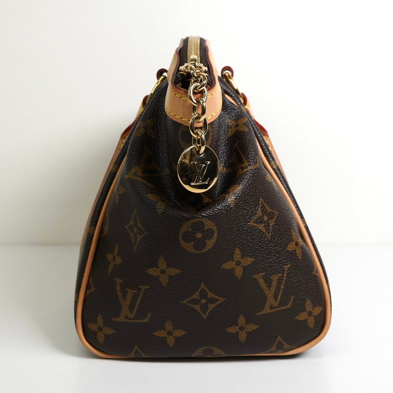 ルイ・ヴィトン モノグラム ティボリPM レザー ハンドバッグ ブラウン M40143