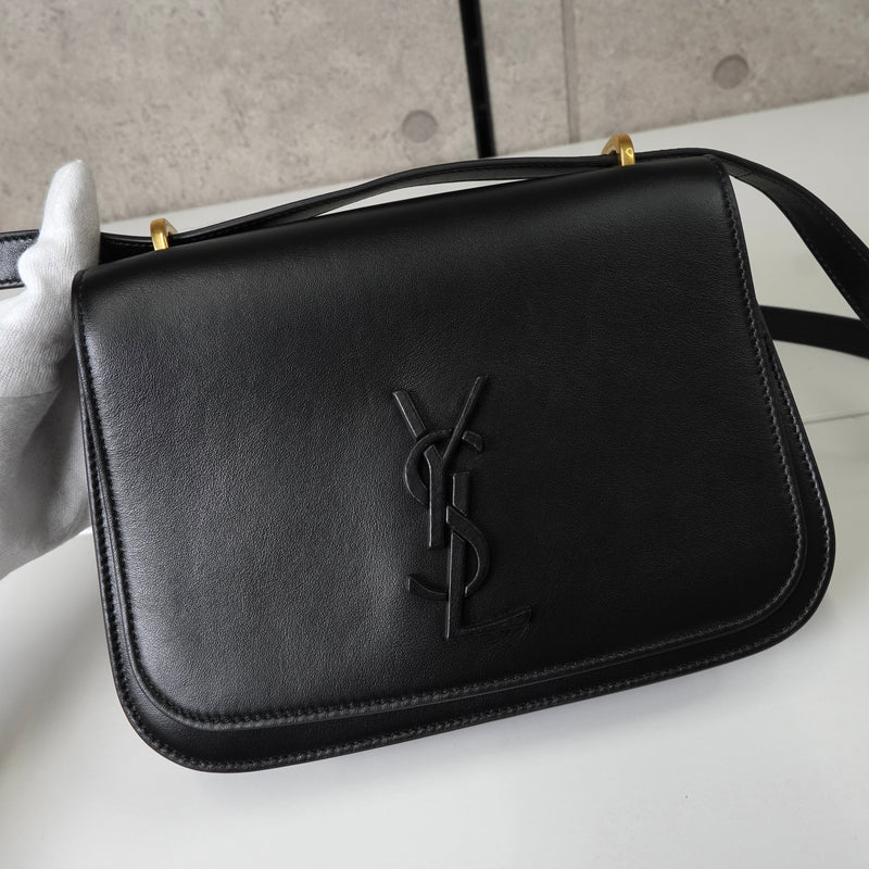 サンローラン サッチェル YSLロゴ レザー ショルダーバッグ ブラック