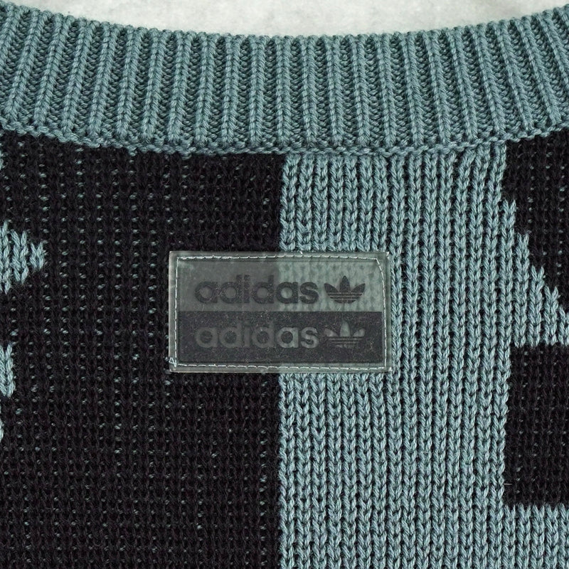 アディダス トレフォイル ビッグロゴ 総柄 ニット グレー / ブラック