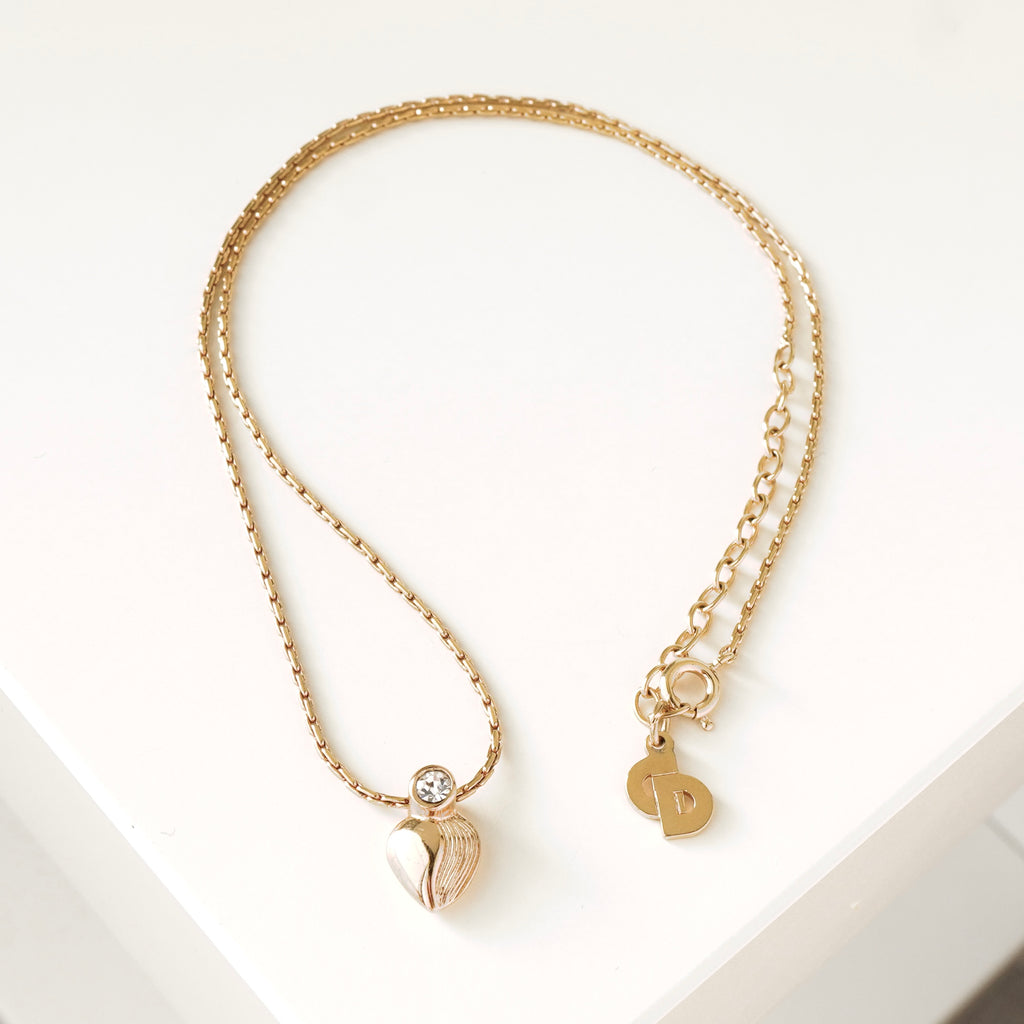 クリスチャン ディオール ヴィンテージ ラインストーン ネックレス GP ゴールド レディース