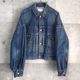 ハイク バルーンスリーブ ショート丈 デニムジャケット ブルー レディース