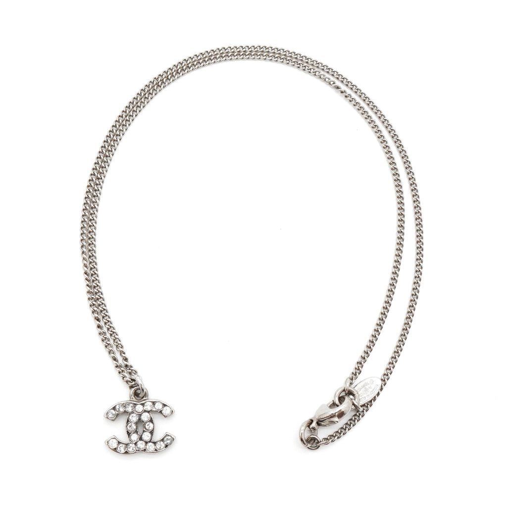 シャネル ココマーク ラインストーン ネックレス シルバー レディース