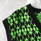 Argyle Pattern Wool Knit Vest