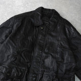 イヴ サンローラン ヴィンテージ エンボス YSLロゴ レザージャケット レザーブルゾン ブラック