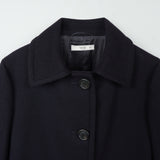 プラダ ウール ステンカラーコート ネイビー レディース