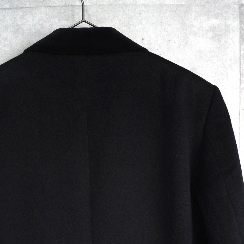 ジョンローレンスサリバン ベロア襟 アンゴラ ウール チェスターコート ブラック