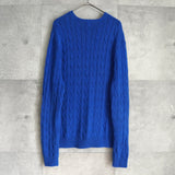 ポロ ラルフローレン スモールポニーロゴ ケーブル編み ニット ブルー