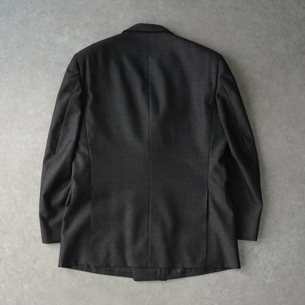 バーバリー ヴィンテージ ホースロゴ ボタン モヘア混紡 ダブル テーラドジャケット グレー