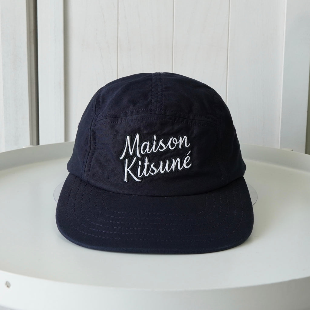 Maison Kitsune logo embroidered cap in navy