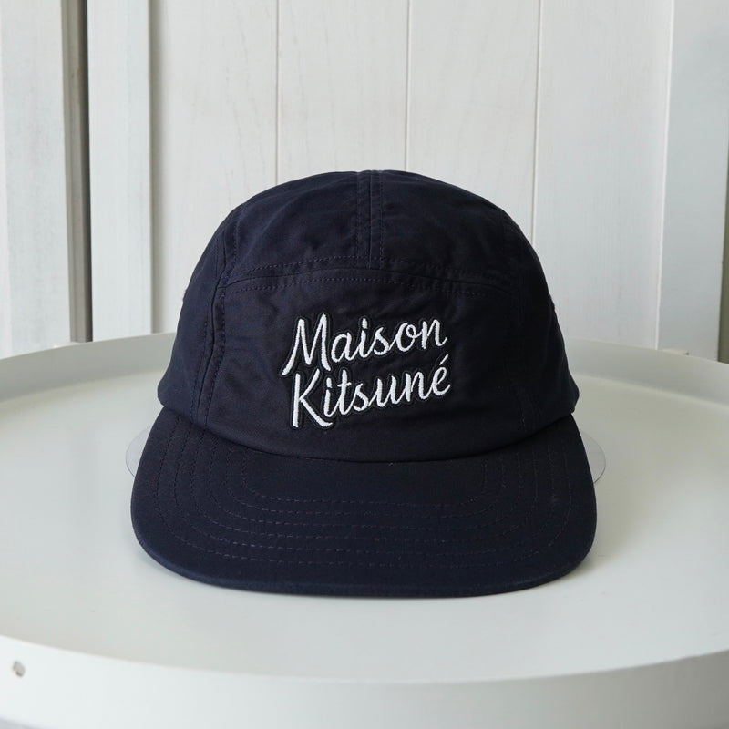 Maison Kitsune logo embroidered cap in navy