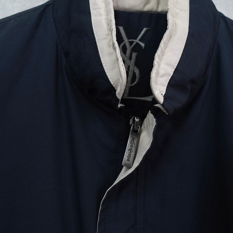 イヴ サンローラン ヴィンテージ YSLロゴ ブルゾン ジャケット ネイビー / ベージュ