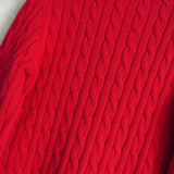 ポロ ラルフローレン フリル ケーブル編み コットン ニット カーディガン レッド レディース