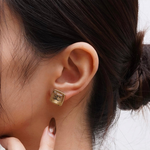 シャネル ココマーク ビジュー スクエア ピアス GP