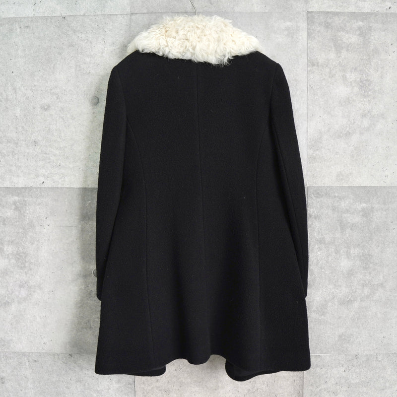 セオリー ウール カシミア ラム ファー コート レディース ブラック