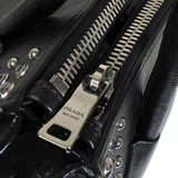 プラダ レザー ビジュー スタッズ 2way ハンドバッグ ショルダーバッグ ブラック