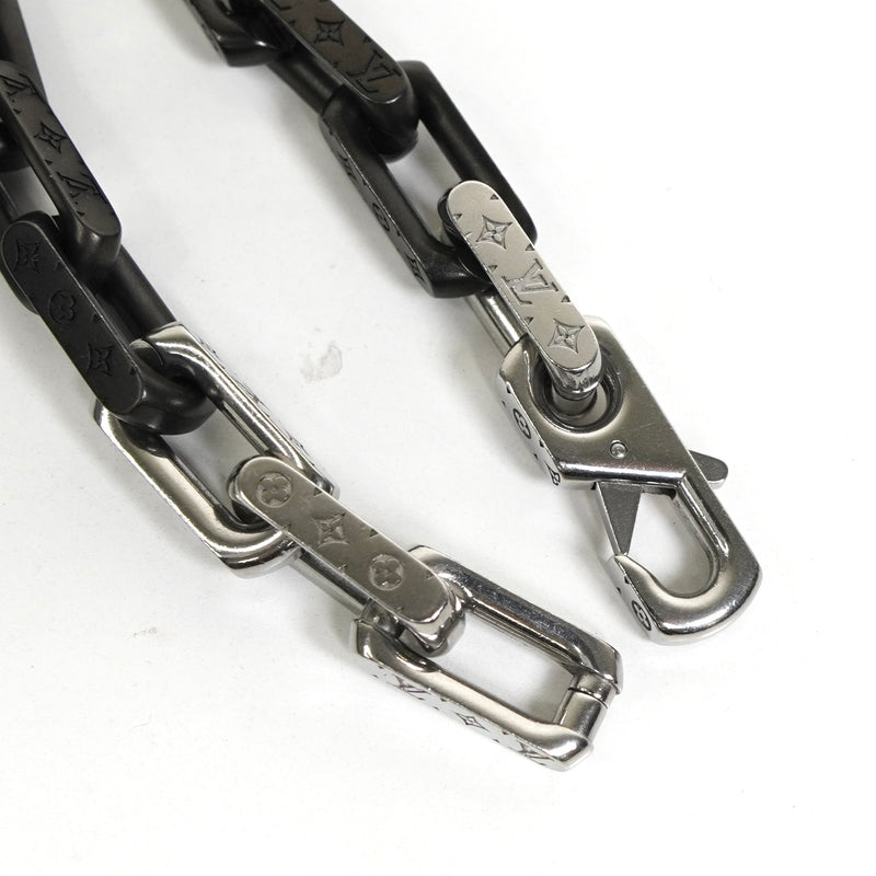 ルイ ヴィトン モノグラム チェーン ブレスレット シルバー / ブラック M00687