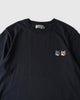 メゾン キツネ ダブルフォックスヘッド Tシャツ ブラック L メンズ