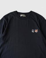 メゾン キツネ ダブルフォックスヘッド Tシャツ ブラック L メンズ