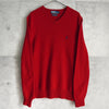 ポロ ラルフローレン Vネック スモールポニーロゴ ウール ニット レッド